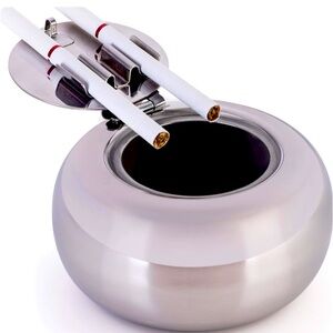 WeeptWorld Stainless Steel Ashtray w/ Locking Lid Outdoor and Indoor Use NIB
